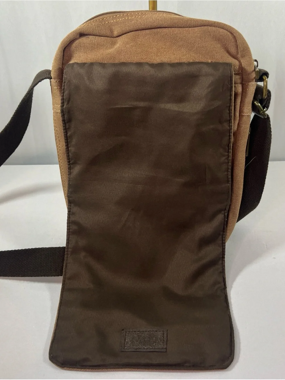 Vintage Pbadb Brown Canvas Messenger Bag Crossbody Shoulder Utility Travel Purse